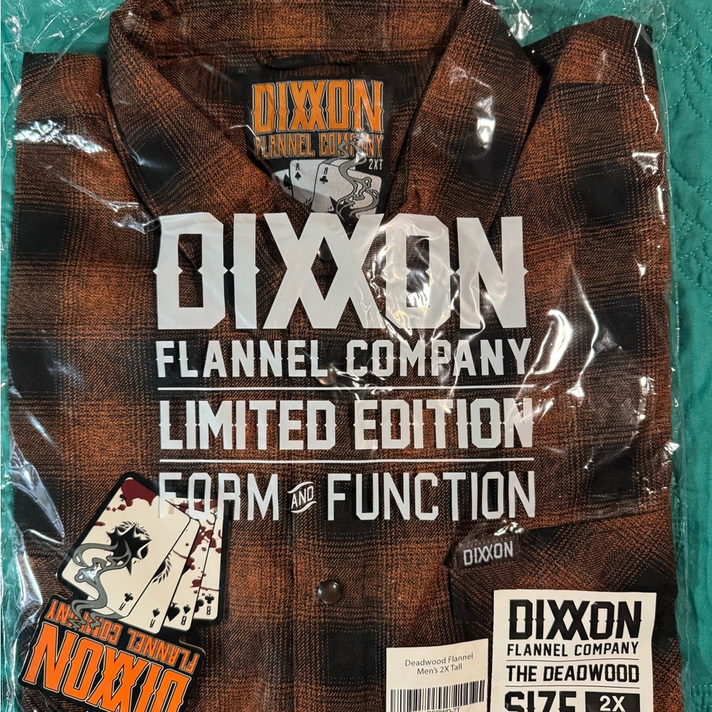 DIXXON Men's Limited Edition Flannel Shirt - Black and Brown NEW IN BAG